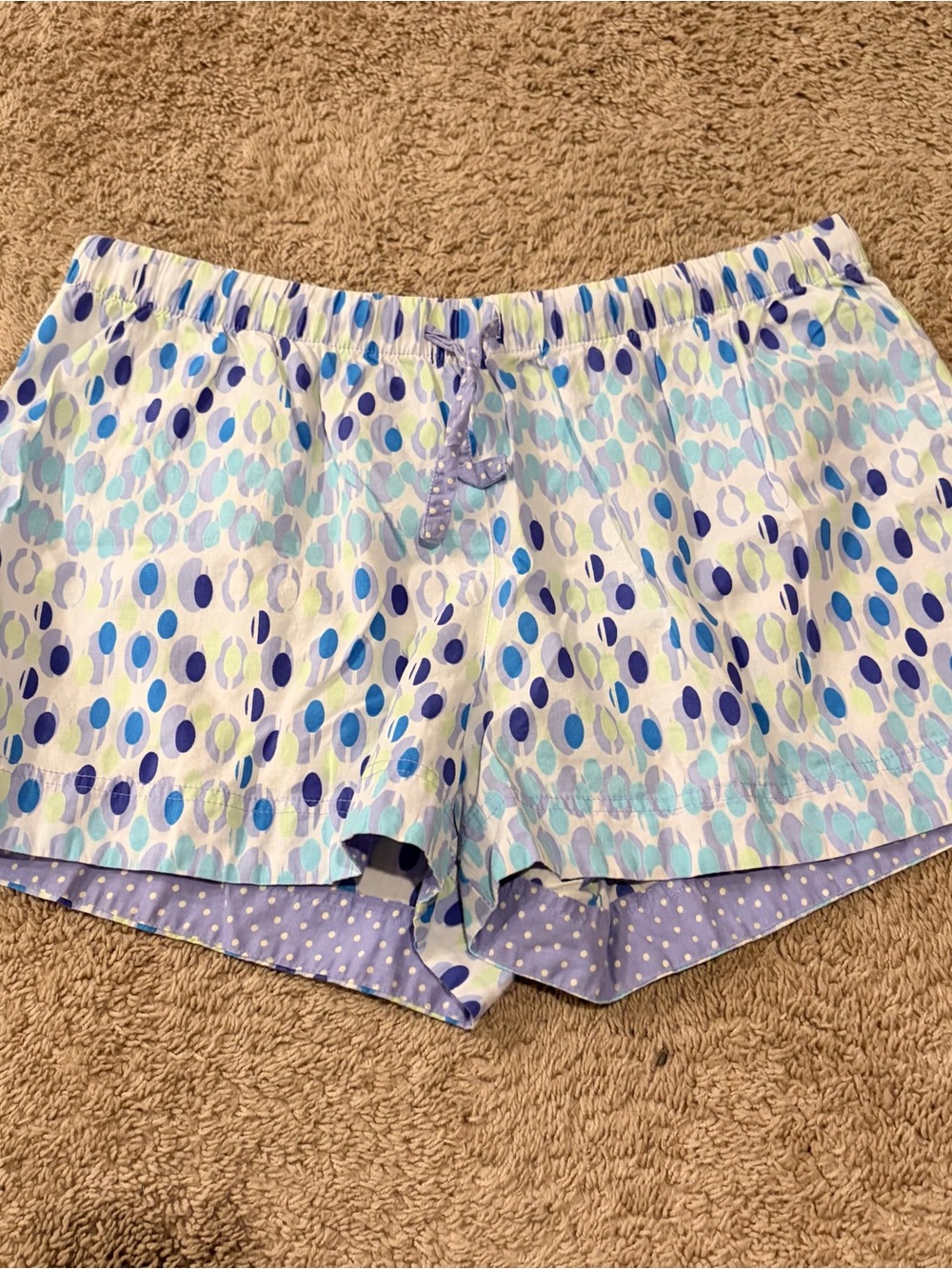 Adonna Blue & Lavender Polka Dot Sleep Shorts - 067
